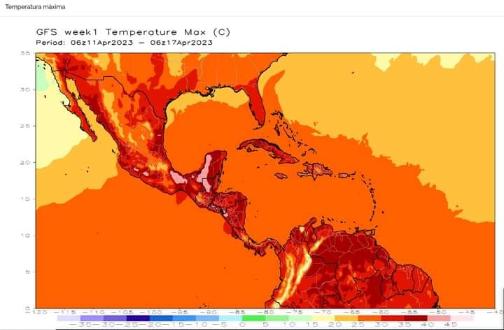 El mapa de temperatura de la NOAA indica que occidente estará bajo calor extremo