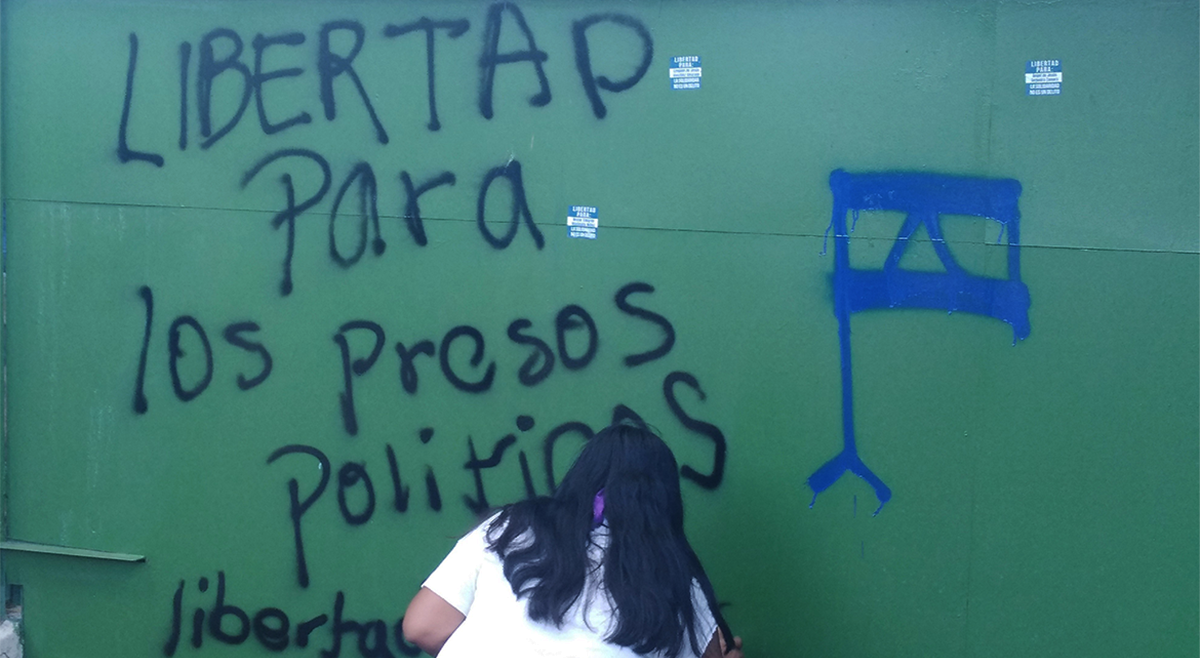 Universitarios demandan libertad para presas y presos políticos durante plantón cívico en la UCA, febrero 2020
