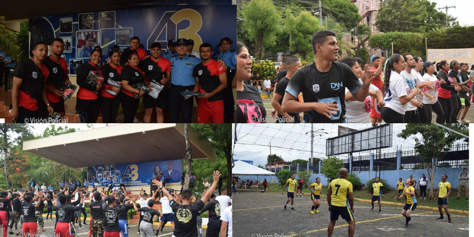 En el Complejo Policial Faustino Ruiz o Plaza El Sol, la policía al servicio de Daniel Ortega celebró el día de la alegría con actividades deportivas y culturales