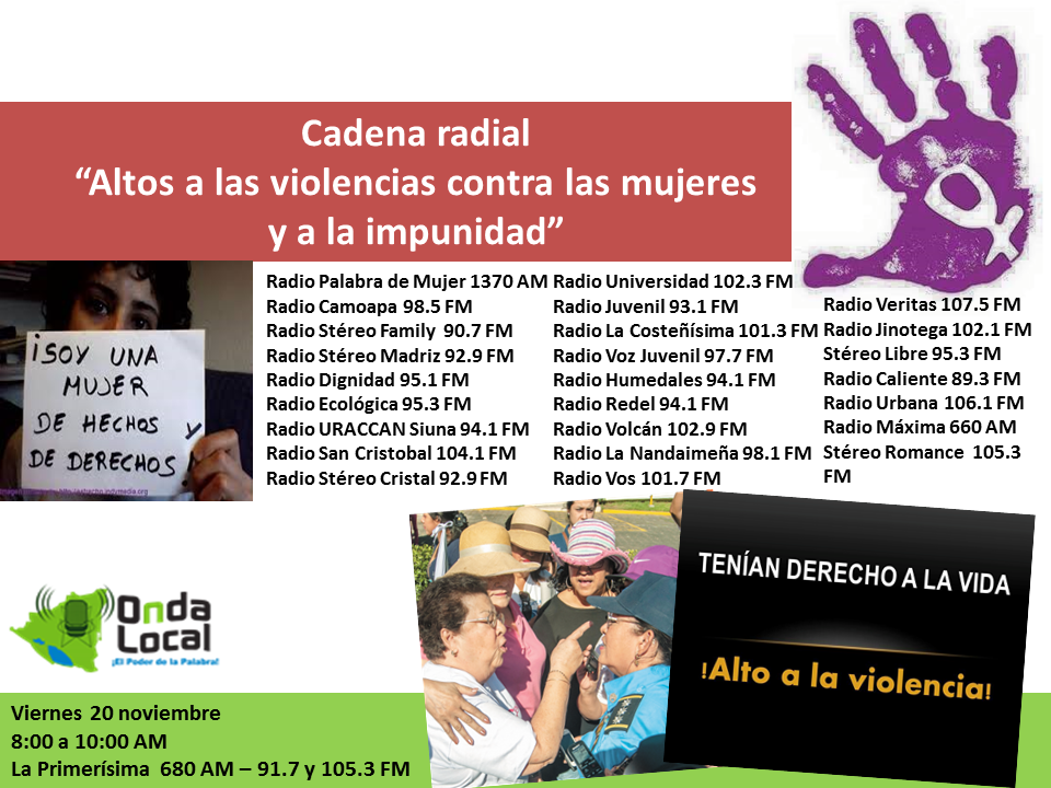 Cadena Radial: Alto a las violencias contra las mujeres y a la impunidad 