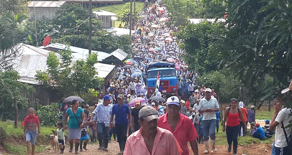 Marcha en Polo Paiwas, comunidad de Punta Gorda, municipio de Bluefields