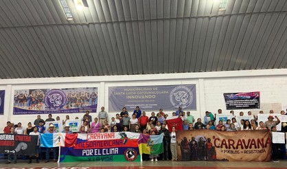 Caravana Mesoamericana por el Clima y la Vida durante su recorrido en Guatemala 2025. Fotografía: Prensa Comunitaria